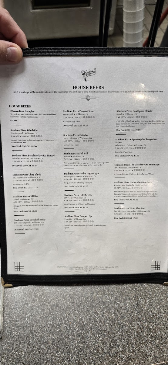 Stadium Pizza Menu - Image 1